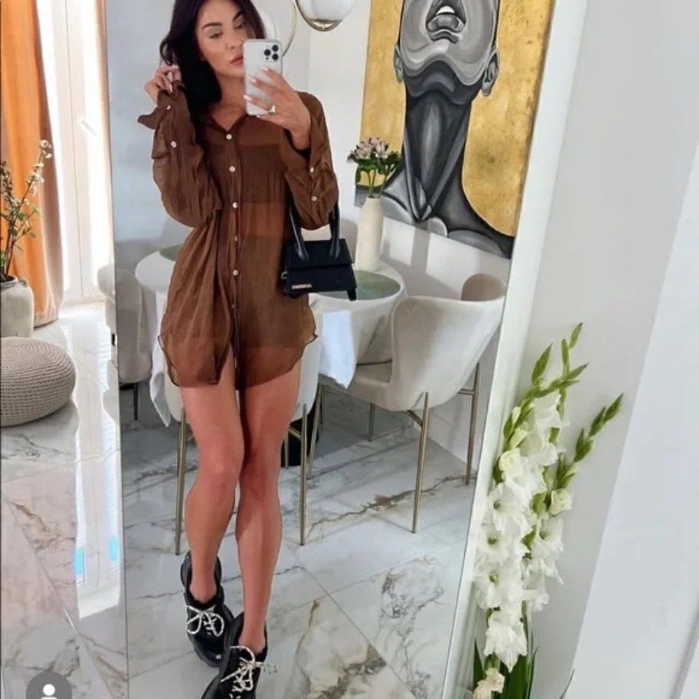 ZARA SEMI-SHEER FLUID BLOUSE - Picture 2 of 12